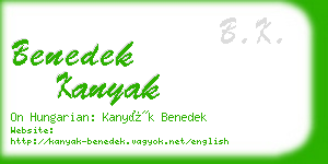 benedek kanyak business card